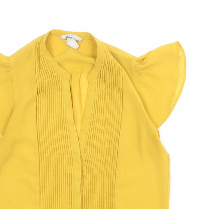 Womens UK Size 8 H&M Yellow Basic Button-Up