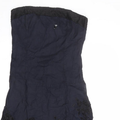 French Connection Womens Blue Cotton A-Line Size 8 Square Neck Zip - Strapless