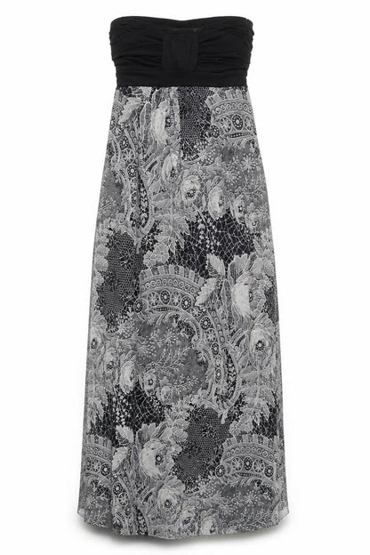 New Look Womens Grey Paisley Polyester Maxi Size 8 Square Neck Pullover - Strapless