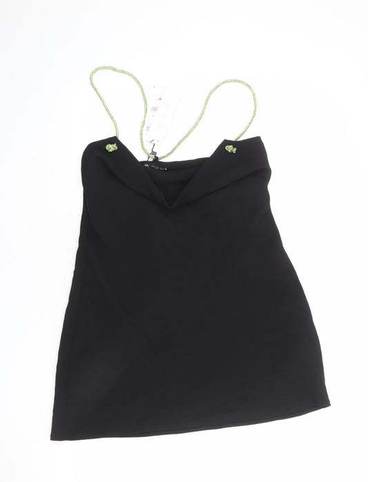 Zara Womens Black Polyester Mini Size M Cowl Neck Pullover