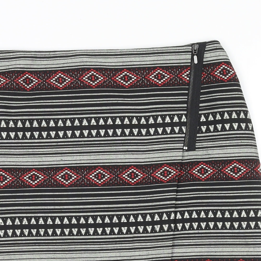 Marks and Spencer Womens Multicoloured Geometric Polyester A-Line Skirt Size 10 Zip