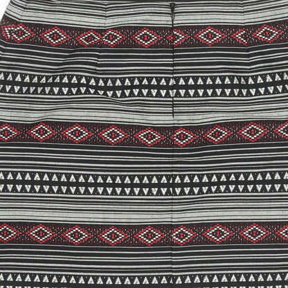 Marks and Spencer Womens Multicoloured Geometric Polyester A-Line Skirt Size 10 Zip