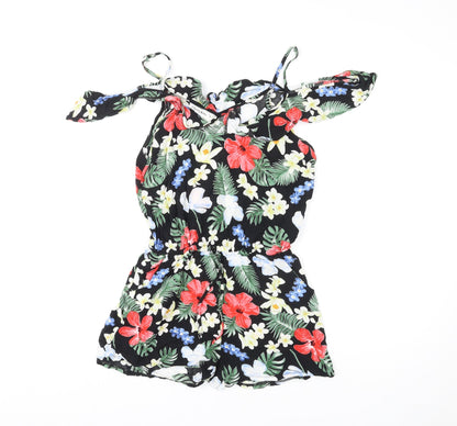 Cherry Koko Womens Multicoloured Floral Polyester Playsuit One-Piece Size S L3 in Pullover