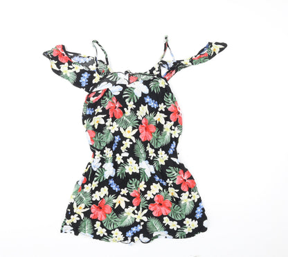 Cherry Koko Womens Multicoloured Floral Polyester Playsuit One-Piece Size S L3 in Pullover