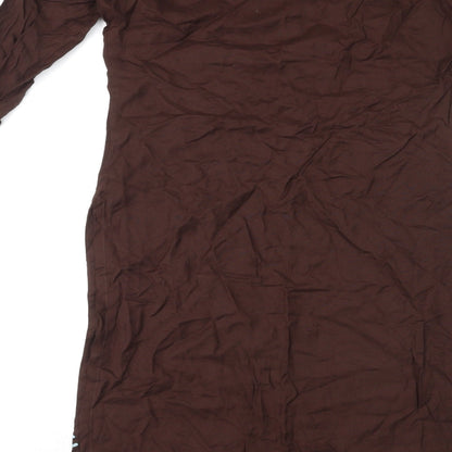 Rupali Womens Brown Geometric Rayon Kaftan Size S Round Neck Pullover