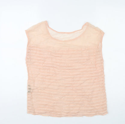 Biasa Womens Pink Polyester Basic T-Shirt Size S Round Neck