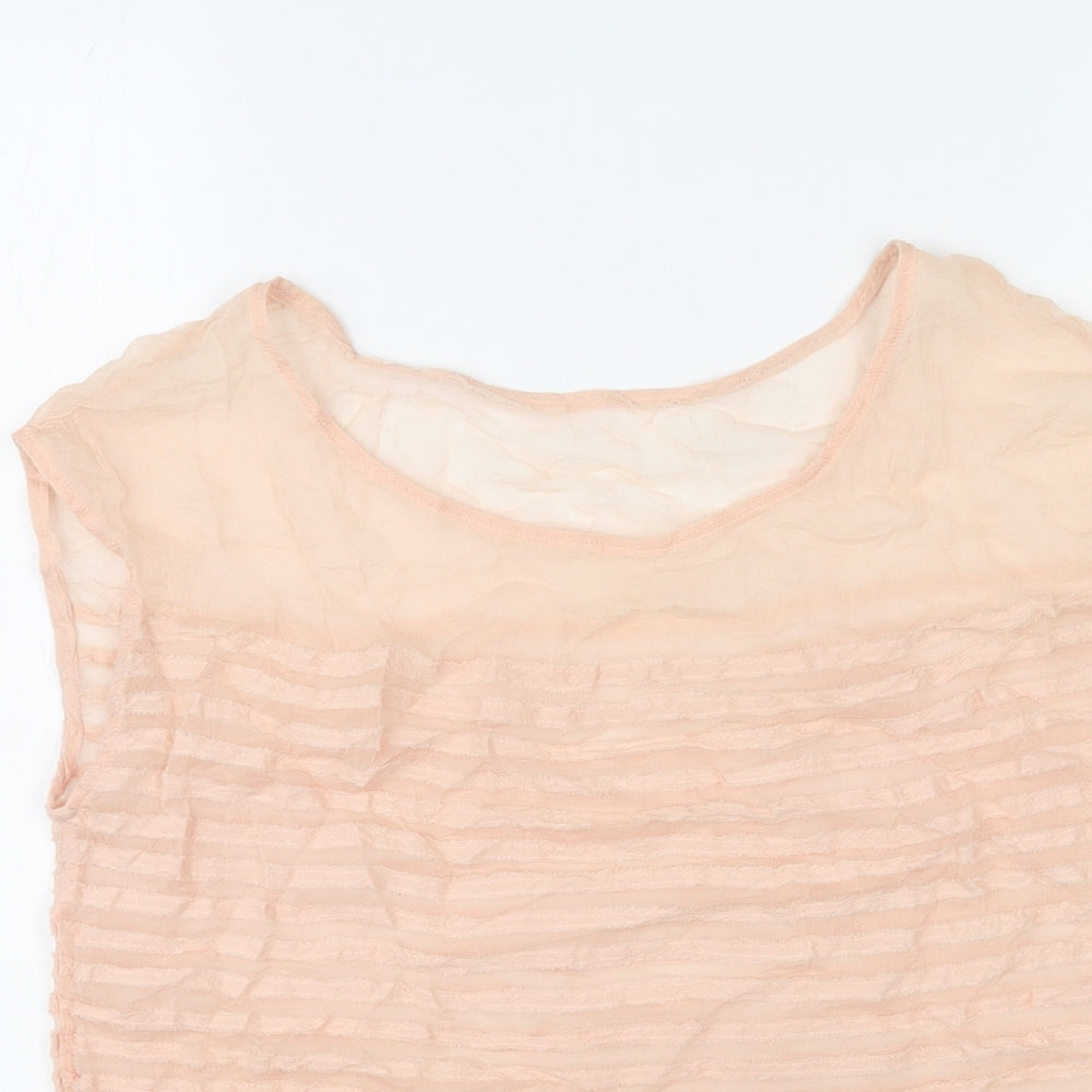 Biasa Womens Pink Polyester Basic T-Shirt Size S Round Neck
