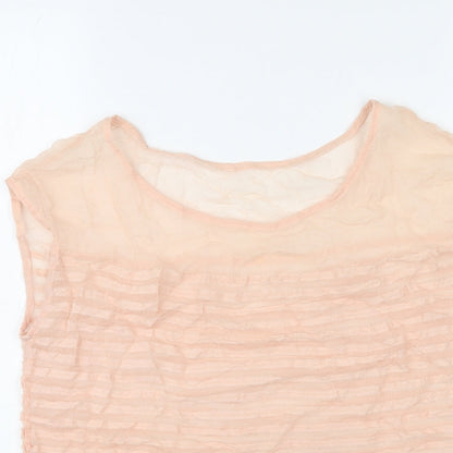 Biasa Womens Pink Polyester Basic T-Shirt Size S Round Neck