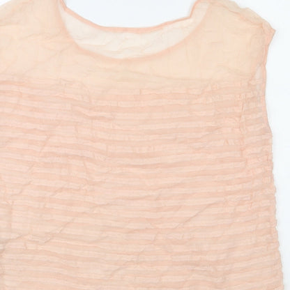 Biasa Womens Pink Polyester Basic T-Shirt Size S Round Neck