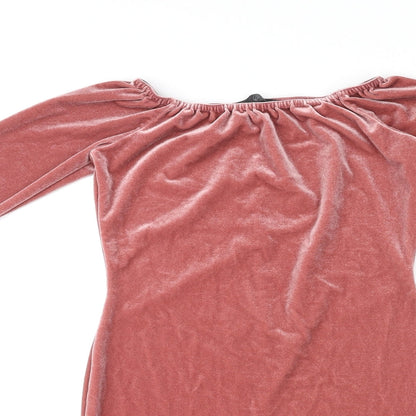 Missguided Womens Pink Polyester Bodycon Size 8 Boat Neck Pullover