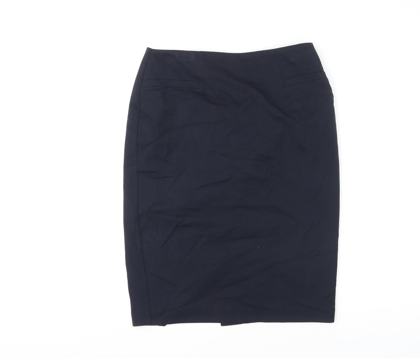 Marks and Spencer Womens Blue Polyester Straight & Pencil Skirt Size 10 Zip