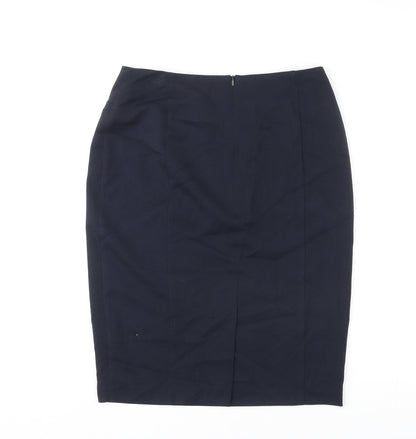 Marks and Spencer Womens Blue Polyester Straight & Pencil Skirt Size 10 Zip