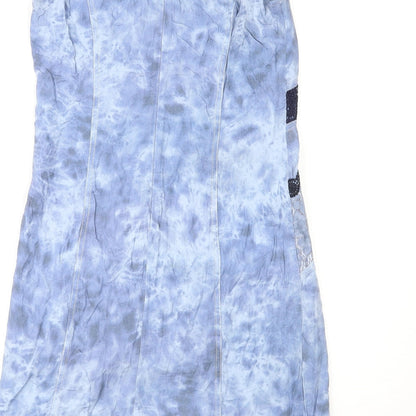 Pause Cafe Womens Blue Tie Dye Viscose Shift Size 10 V-Neck Zip