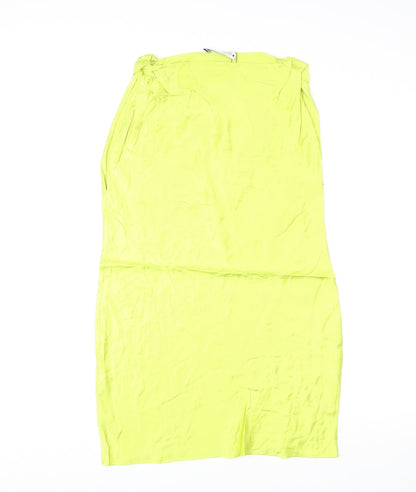 Zara Womens Green Viscose Mini Size S Boat Neck Pullover - Slash Neck