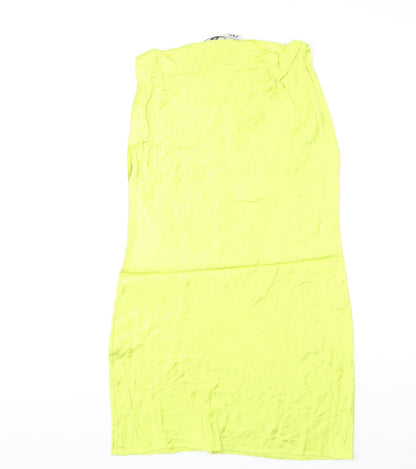 Zara Womens Green Viscose Mini Size S Boat Neck Pullover - Slash Neck