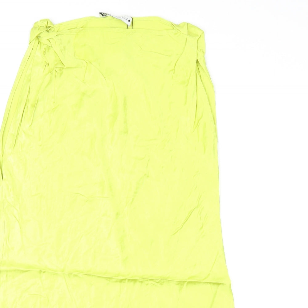 Zara Womens Green Viscose Mini Size S Boat Neck Pullover - Slash Neck