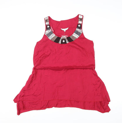 Womens UK Size 14 Red Herring Red Basic Tank