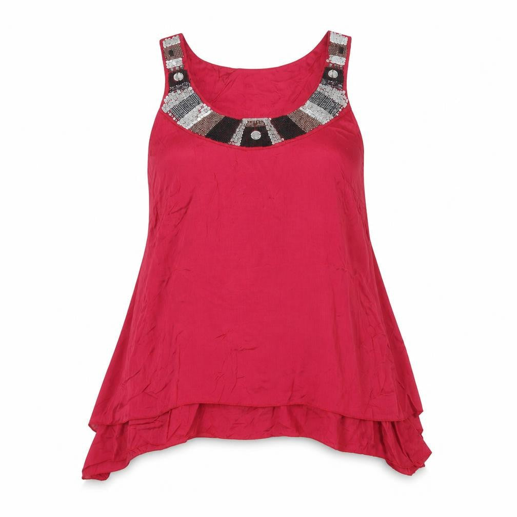 Womens UK Size 14 Red Herring Red Basic Tank