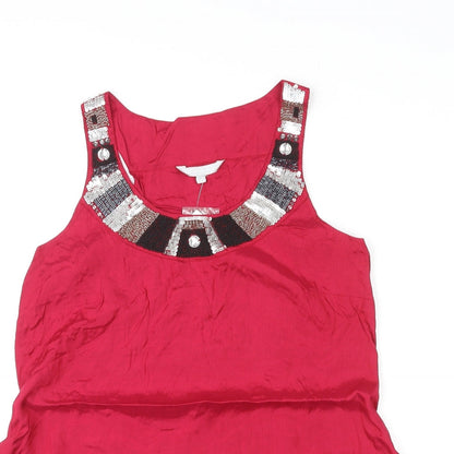 Womens UK Size 14 Red Herring Red Basic Tank