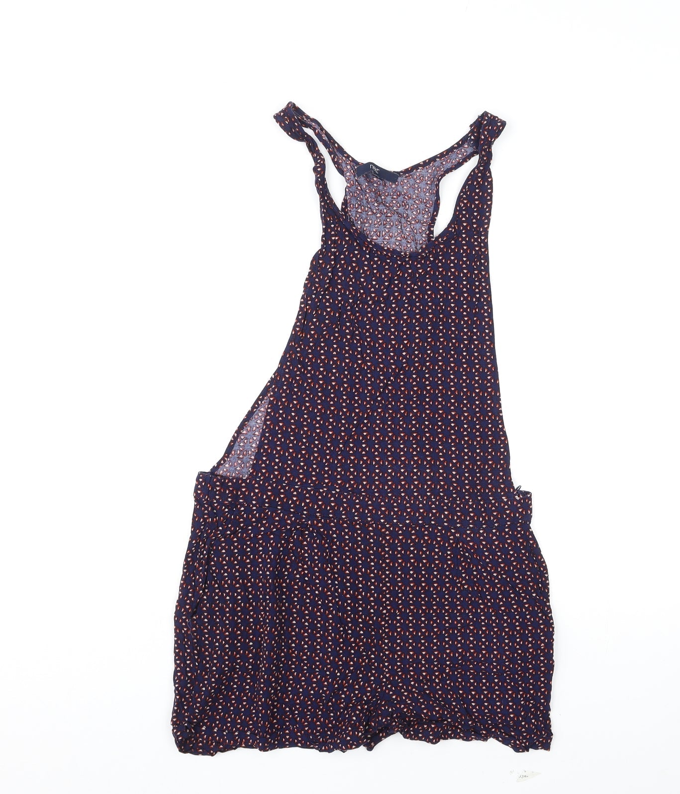 NEXT Womens Multicoloured Geometric Viscose Dungaree One-Piece Size 10 L3 in Button