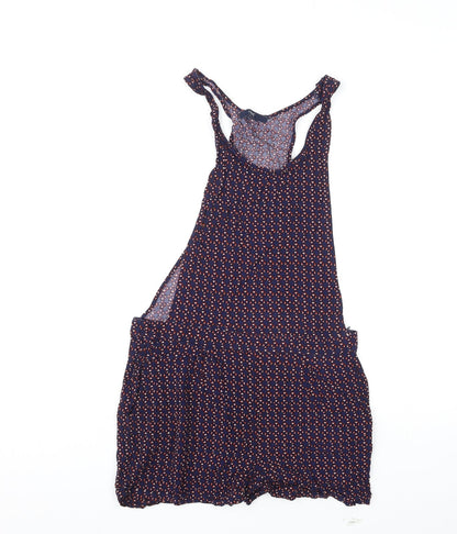 NEXT Womens Multicoloured Geometric Viscose Dungaree One-Piece Size 10 L3 in Button