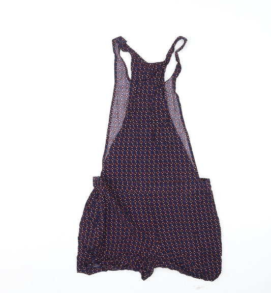 NEXT Womens Multicoloured Geometric Viscose Dungaree One-Piece Size 10 L3 in Button