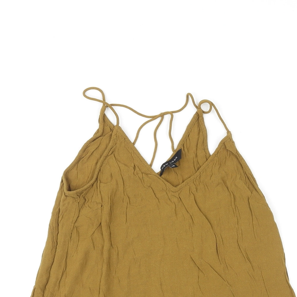 Womens UK Size 10 New Look Brown Basic Tank