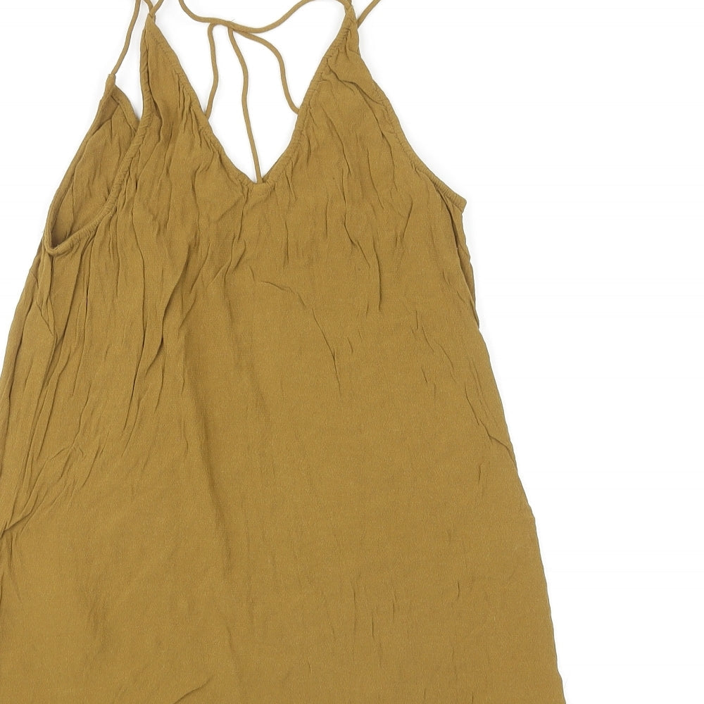 Womens UK Size 10 New Look Brown Basic Tank