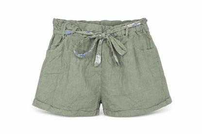Civico 51 Womens Green Polyester Paperbag Shorts Size S L4 in Regular Tie