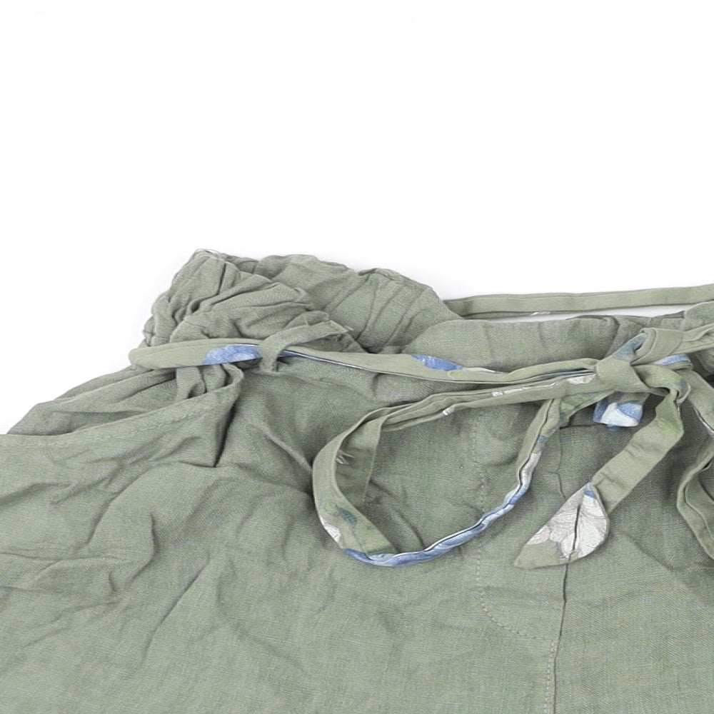 Civico 51 Womens Green Polyester Paperbag Shorts Size S L4 in Regular Tie