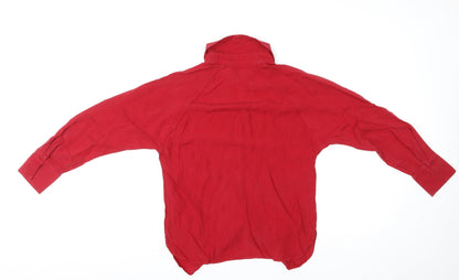 Mango Womens Red Lyocell Basic Button-Up Size 2XS Collared