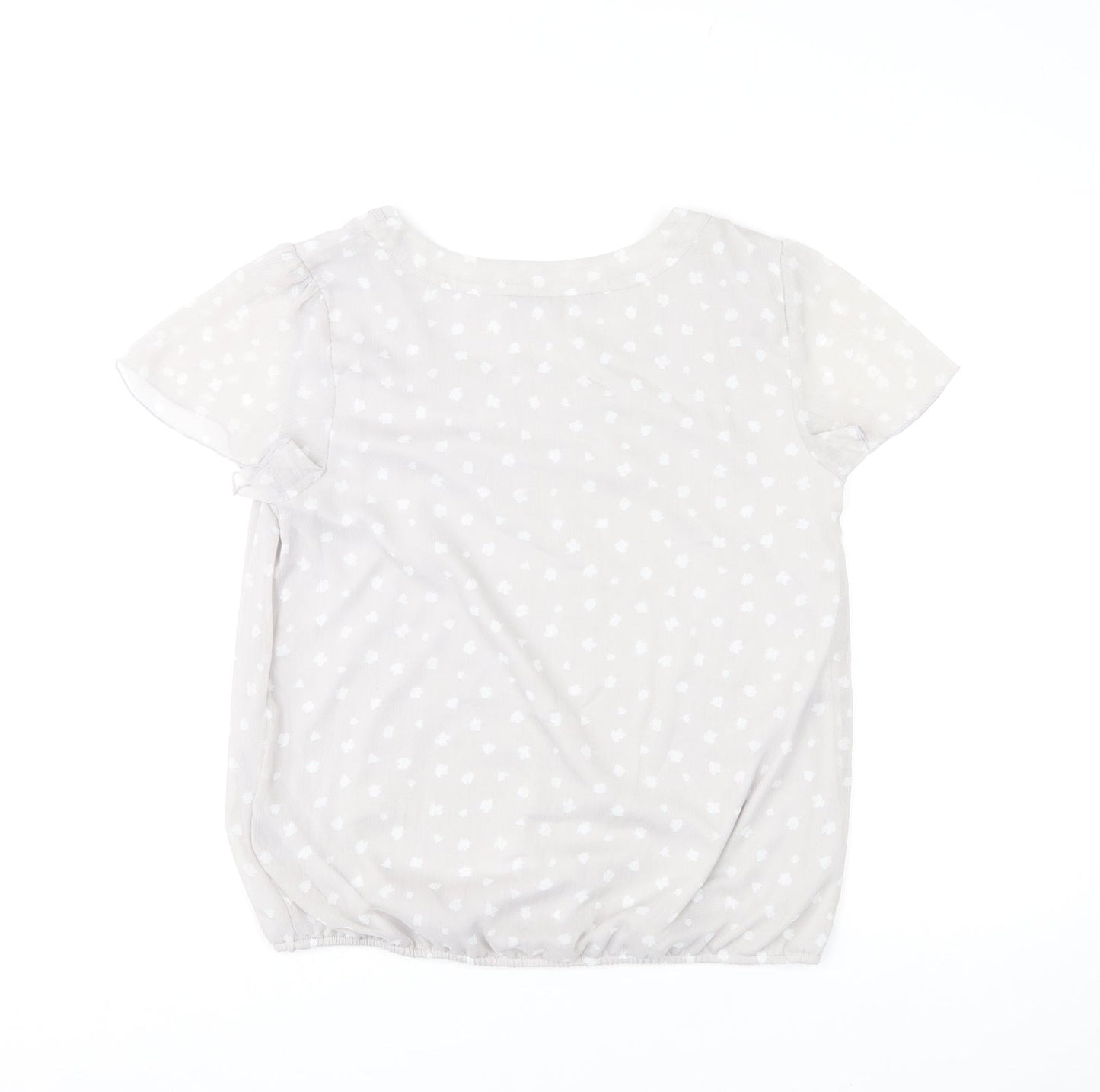 Bonmarché Womens Grey Polka Dot Polyester Basic T-Shirt Size 12 Round Neck