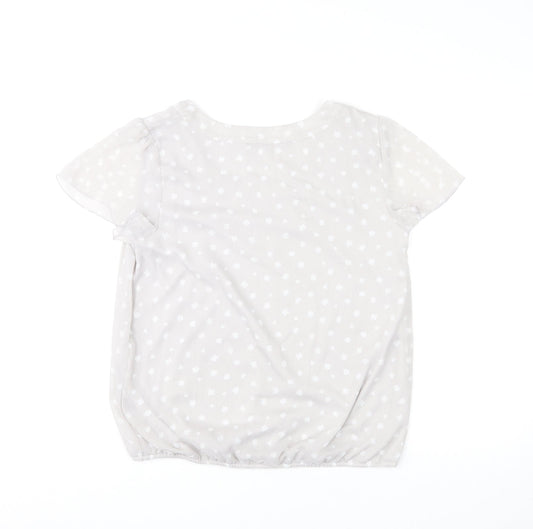 Bonmarché Womens Grey Polka Dot Polyester Basic T-Shirt Size 12 Round Neck