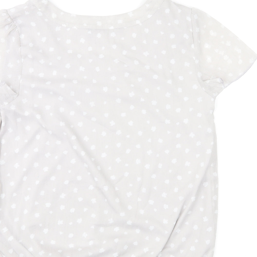 Bonmarché Womens Grey Polka Dot Polyester Basic T-Shirt Size 12 Round Neck