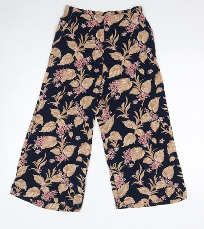 Mango Womens Blue Floral Viscose Cropped Trousers Size XS L20 in Regular