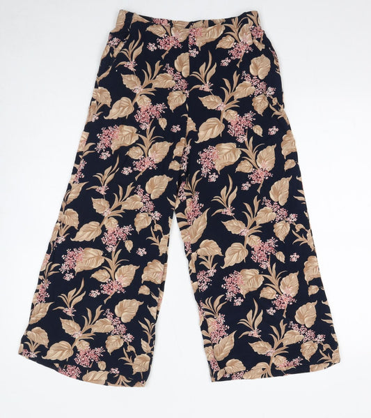 Mango Womens Blue Floral Viscose Cropped Trousers Size XS L20 in Regular