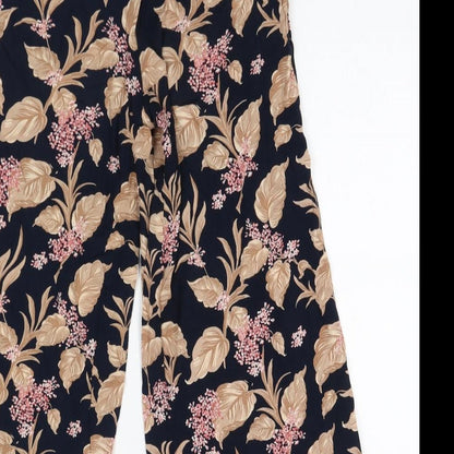 Mango Womens Blue Floral Viscose Cropped Trousers Size XS L20 in Regular