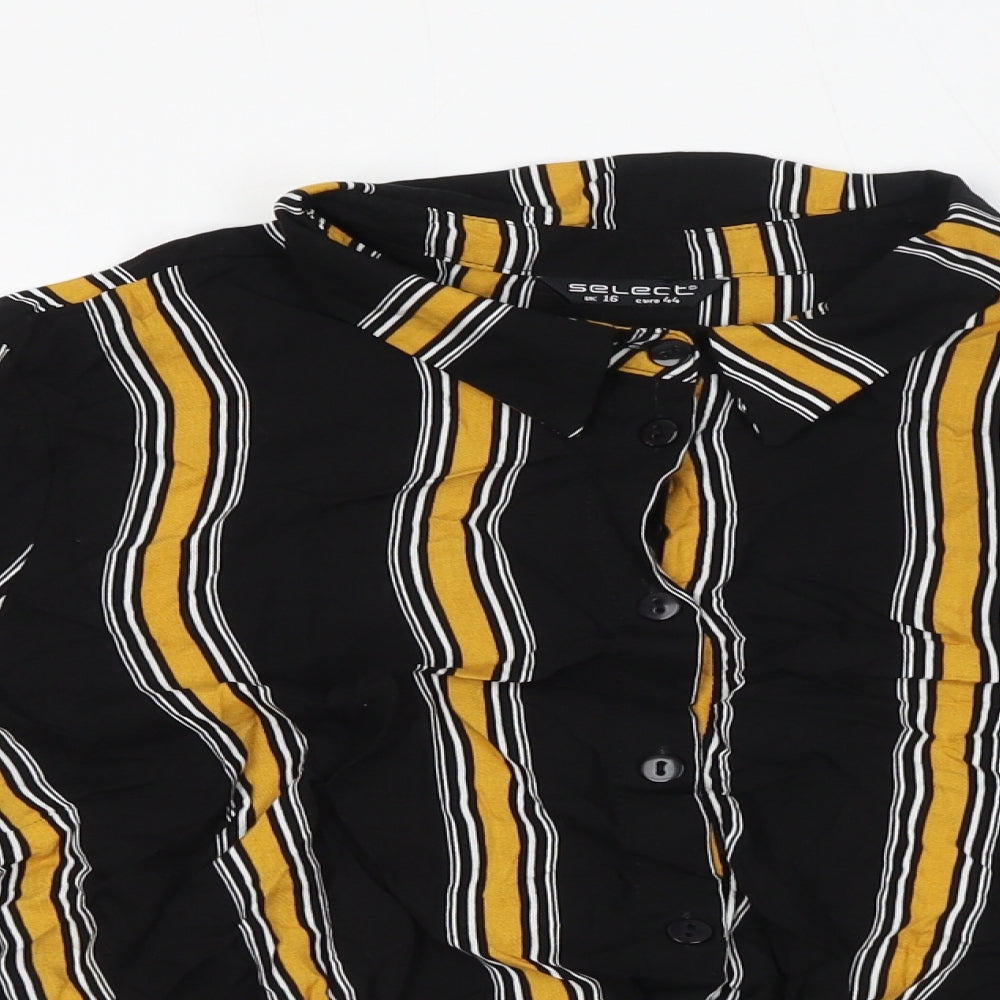 Womens UK Size 16 Select Black Basic Button-Up