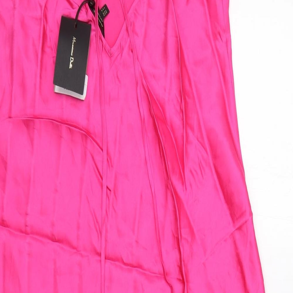 Massimo Dutti Womens Pink Viscose Slip Dress Size M Square Neck Pullover