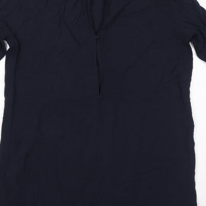 H&M Womens Blue Viscose Shift Size 12 Mock Neck Pullover