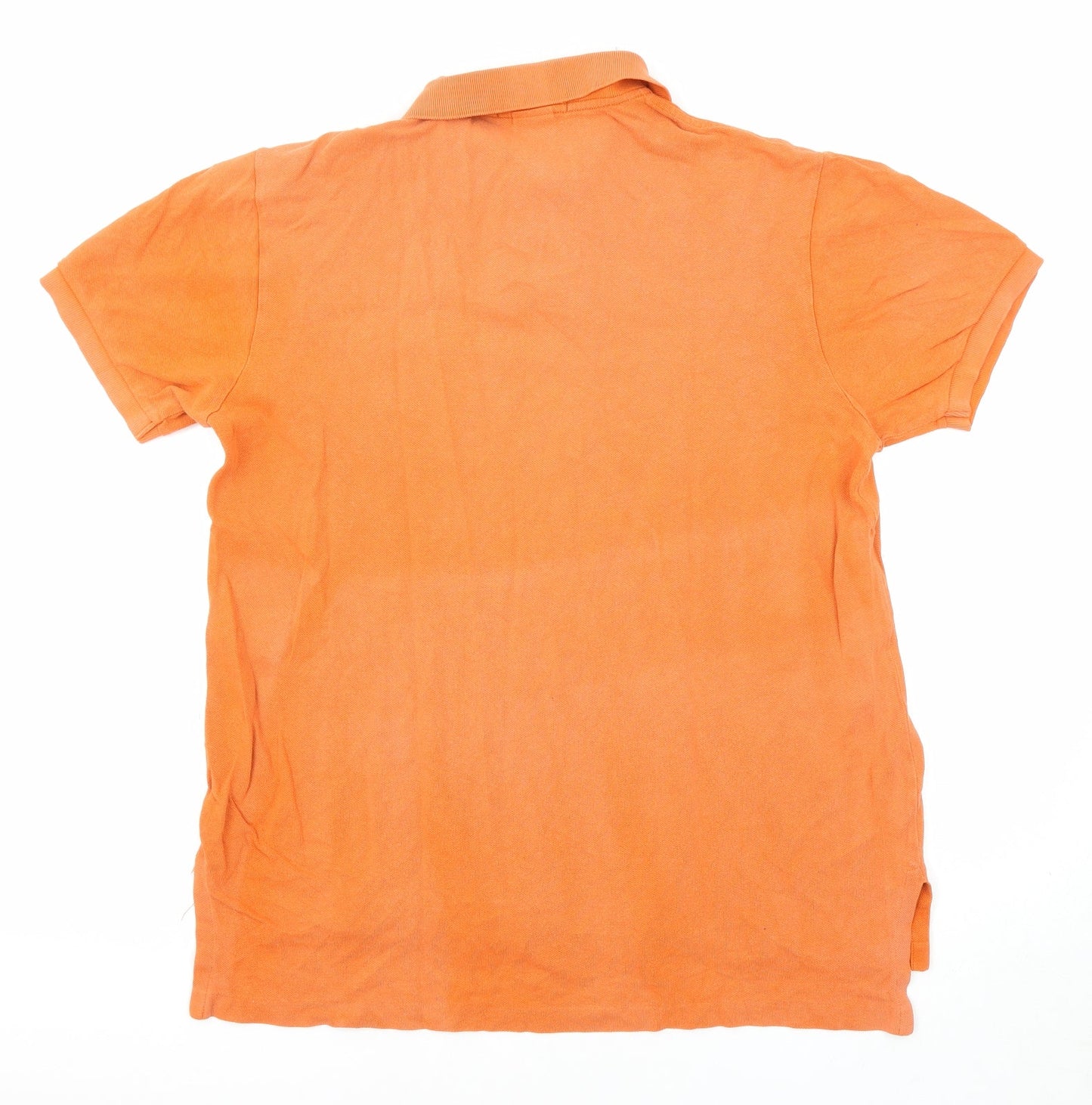 Ralph Lauren Mens Orange Cotton Polo Size L Collared Button