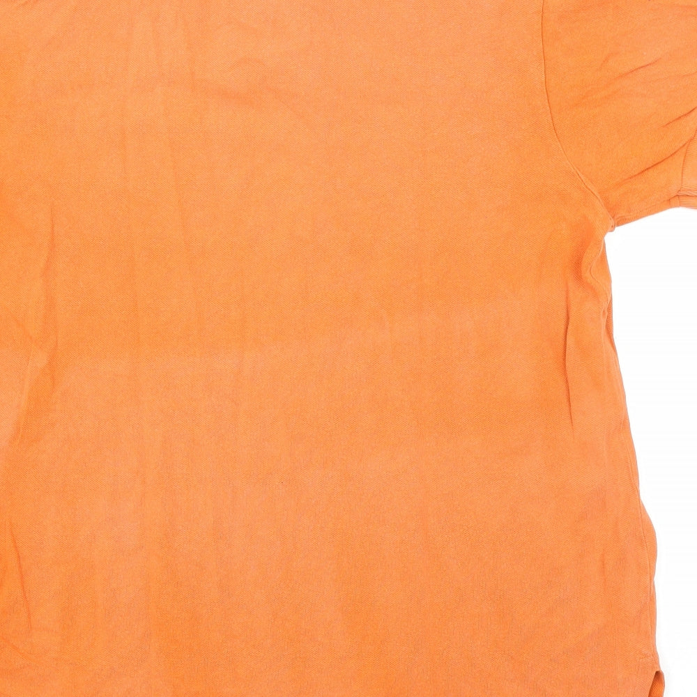 Ralph Lauren Mens Orange Cotton Polo Size L Collared Button