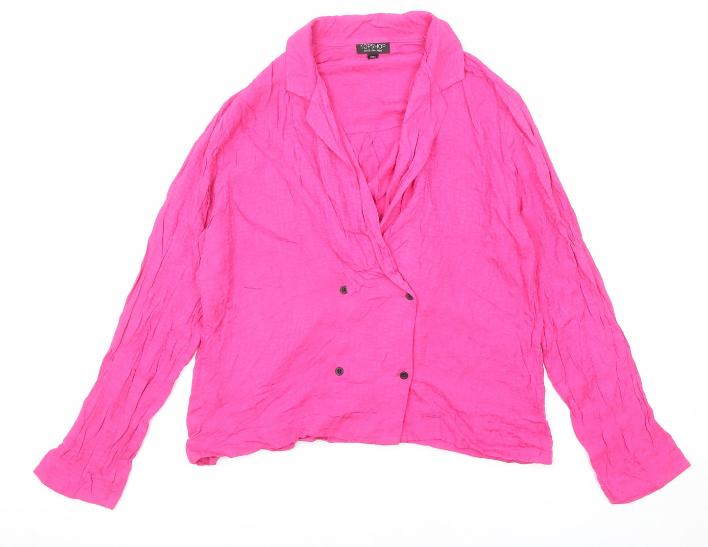 Womens UK Size 10 Topshop Pink Basic Button-Up