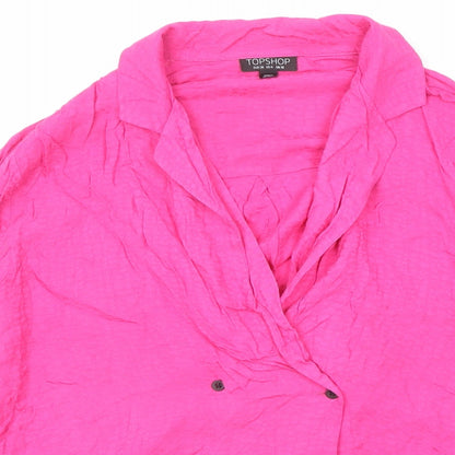 Womens UK Size 10 Topshop Pink Basic Button-Up