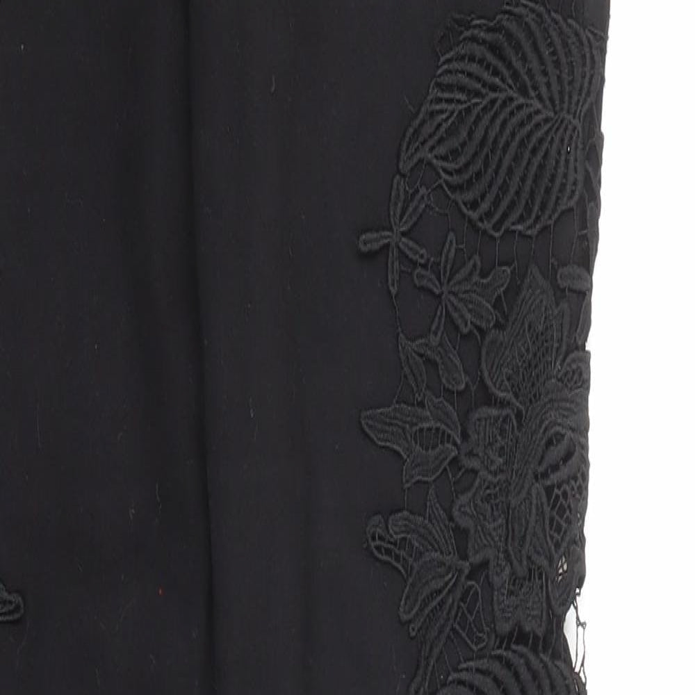 Quiz Womens Black Cotton Skinny Jeans Size 6 L31 in Regular Zip - Crocheted Lace Detail