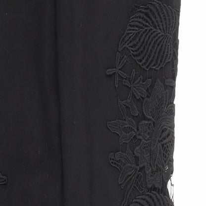 Quiz Womens Black Cotton Skinny Jeans Size 6 L31 in Regular Zip - Crocheted Lace Detail