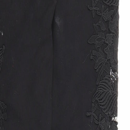 Quiz Womens Black Cotton Skinny Jeans Size 6 L31 in Regular Zip - Crocheted Lace Detail