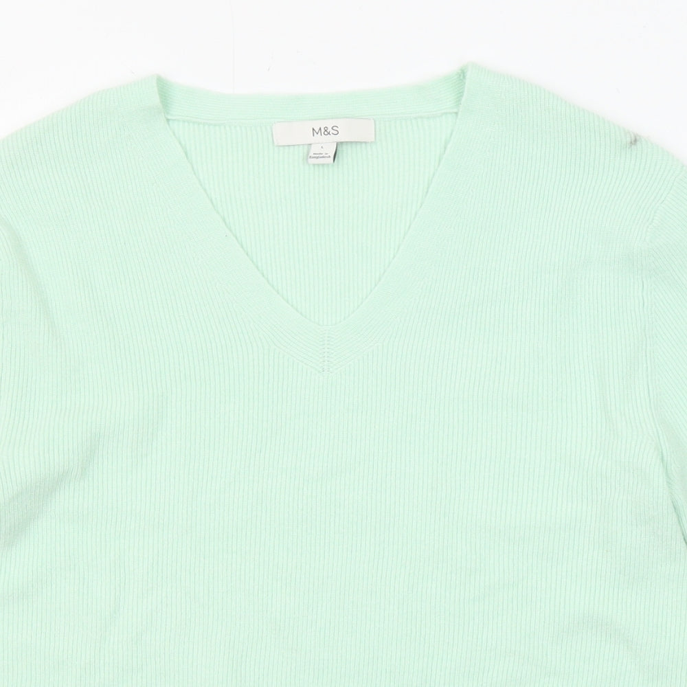 Womens UK Size L Marks and Spencer Green Pullover Jumper