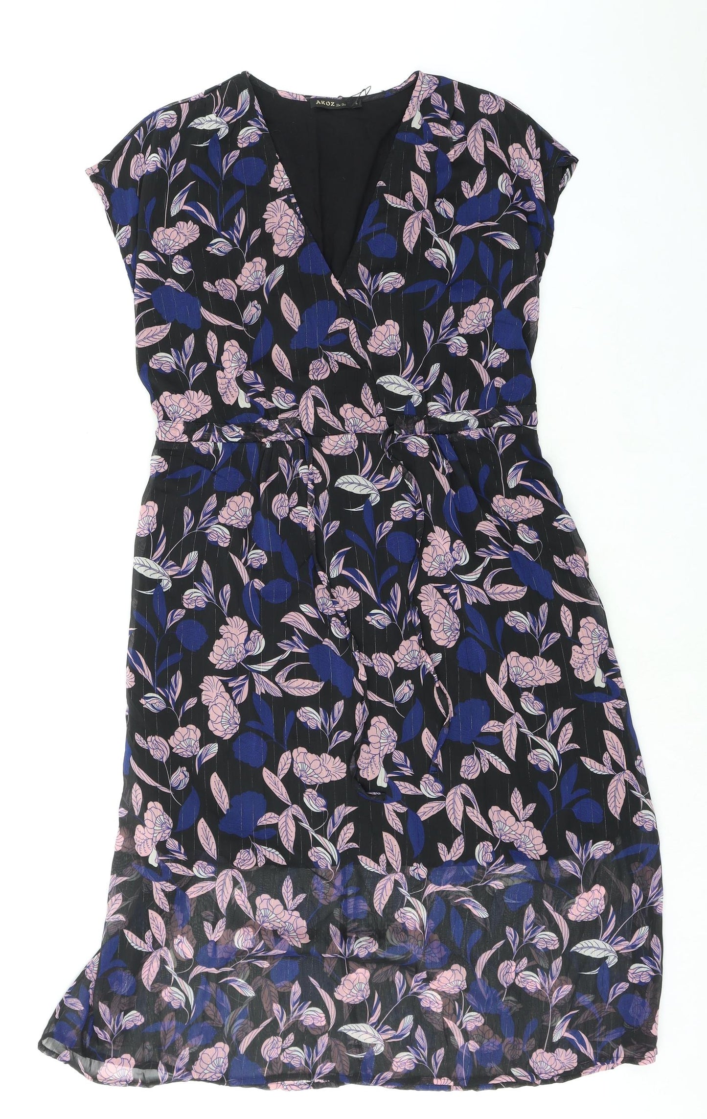 AKOZ Womens Multicoloured Floral Polyester A-Line Size L V-Neck Pullover
