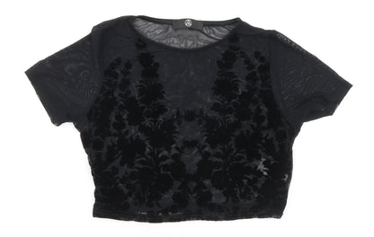 Womens UK Size 8 Missguided Black Cropped Blouse